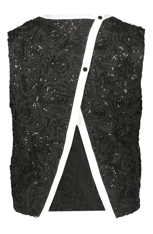 Zwarte top met pailetten detail en open rug Megan Baum Und Pferdgarten 