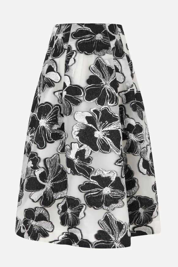 Grijze rok met zwarte bloemenprint Stine Goya