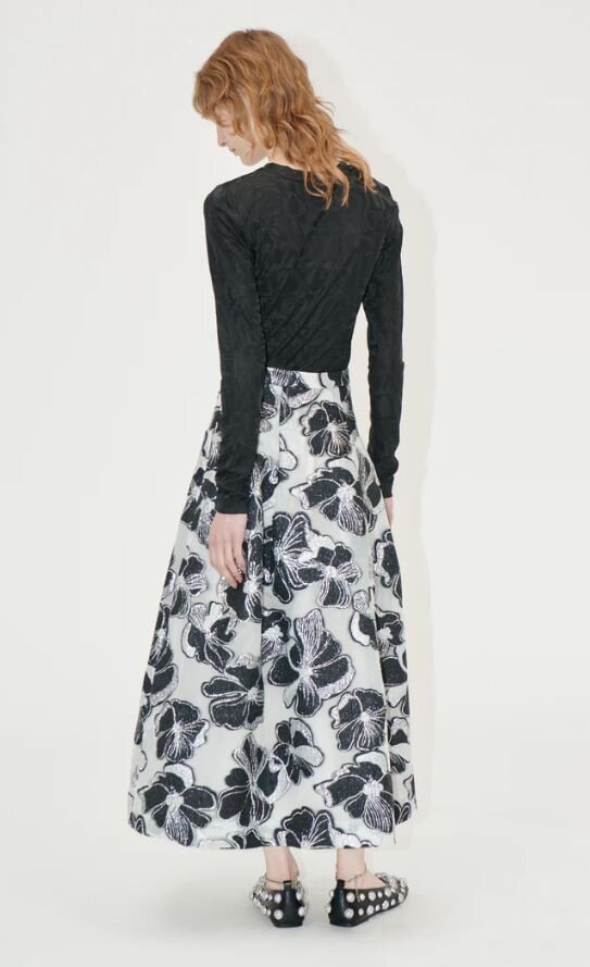Grijze rok met zwarte bloemenprint Stine Goya