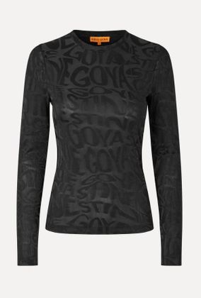 Stine Goya Zwarte doorzichtige t-shirt met tekst