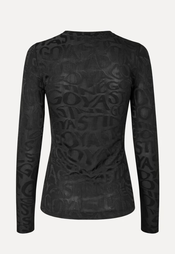 Zwarte doorzichtige t-shirt met tekst  Stine Goya
