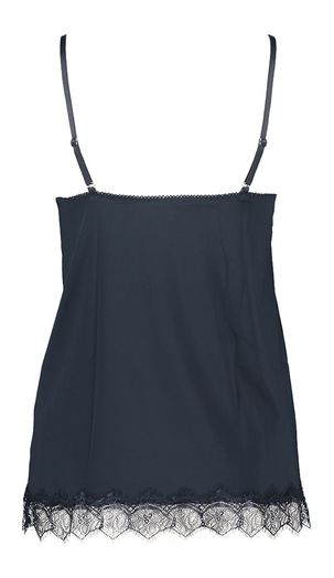 Donkerblauwe top met kanten detail Rosemunde