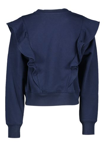 Donkerblauwe sweater met wit merklogo en frul Ralph Lauren 