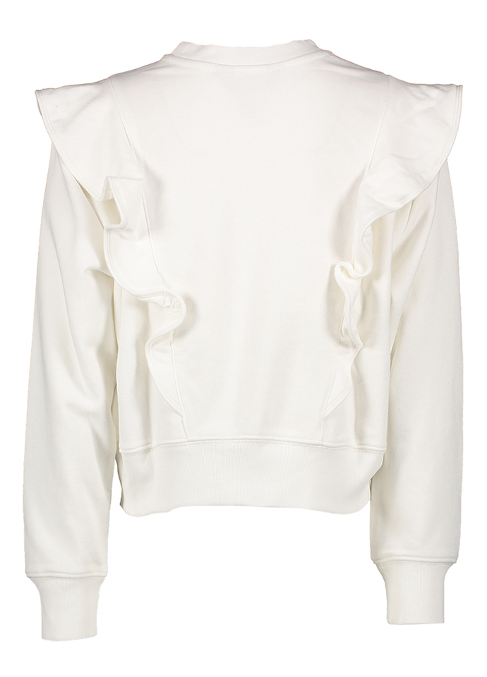 Witte katoenen trui met frul en blauw merklogo Ralph Lauren