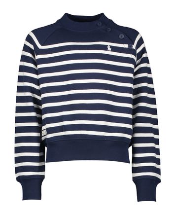 Donkerblauwe en wit gestreepte sweater met ronde hals Ralph Lauren 