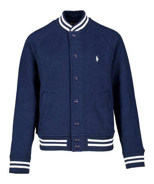 Donkerblauwe bomber gilet met wit logo Ralph Lauren