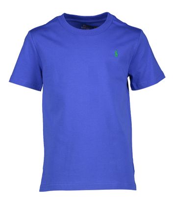 Kobaltblauwe t-shirt met groen merklogo Ralph Lauren 