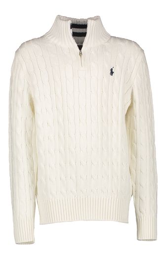 Witte trui met kabel en korte rits Ralph Lauren 