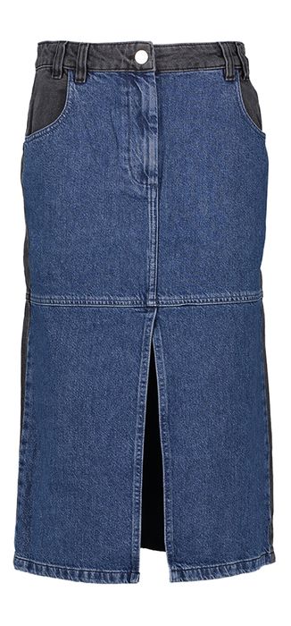 Halflange jeansrok in grijze en blauwe jeans Stella Nova
