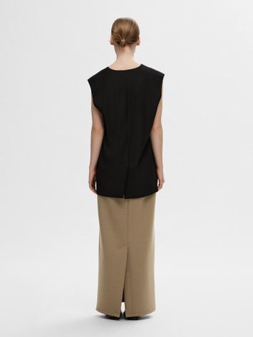 Zwarte oversized  vest zonder mouwen Overs Selected Femme
