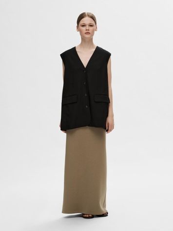 Zwarte oversized  vest zonder mouwen Overs Selected Femme