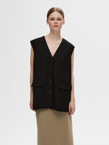 Zwarte oversized  vest zonder mouwen Overs Selected Femme