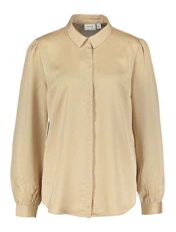 Beige blouse in satijnlook met lange mouwen Viellette Satin Vila