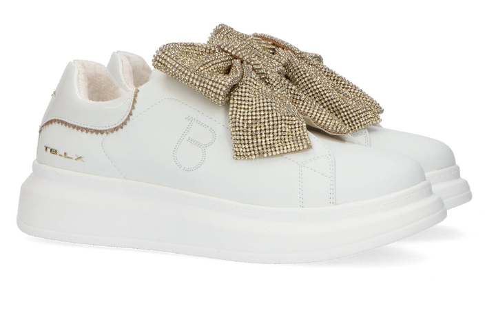 Witte lage sneakers met details van strass Tosca Blu