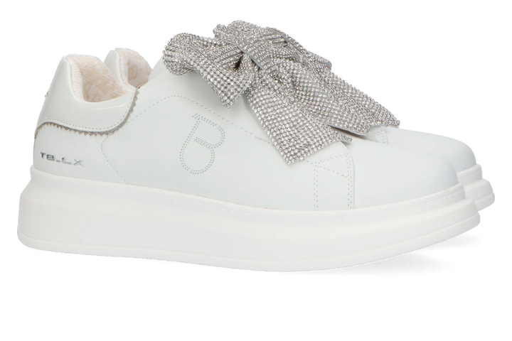 Witte sneakers met zilveren strik Tosca Blu