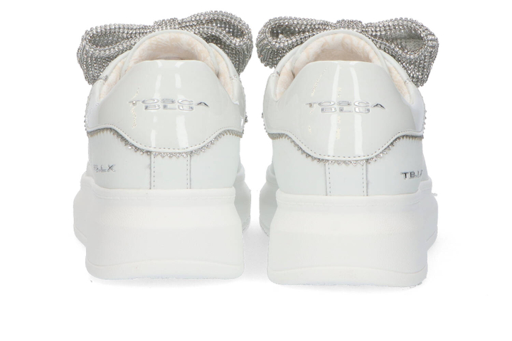 Witte sneakers met zilveren strik Tosca Blu