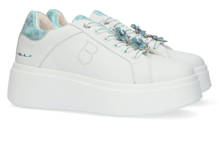 Witte lage sneakers met mintgroene details Tosca Blu