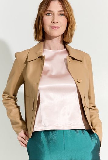 Camel kleurig lederen vestje Lilly Milestone
