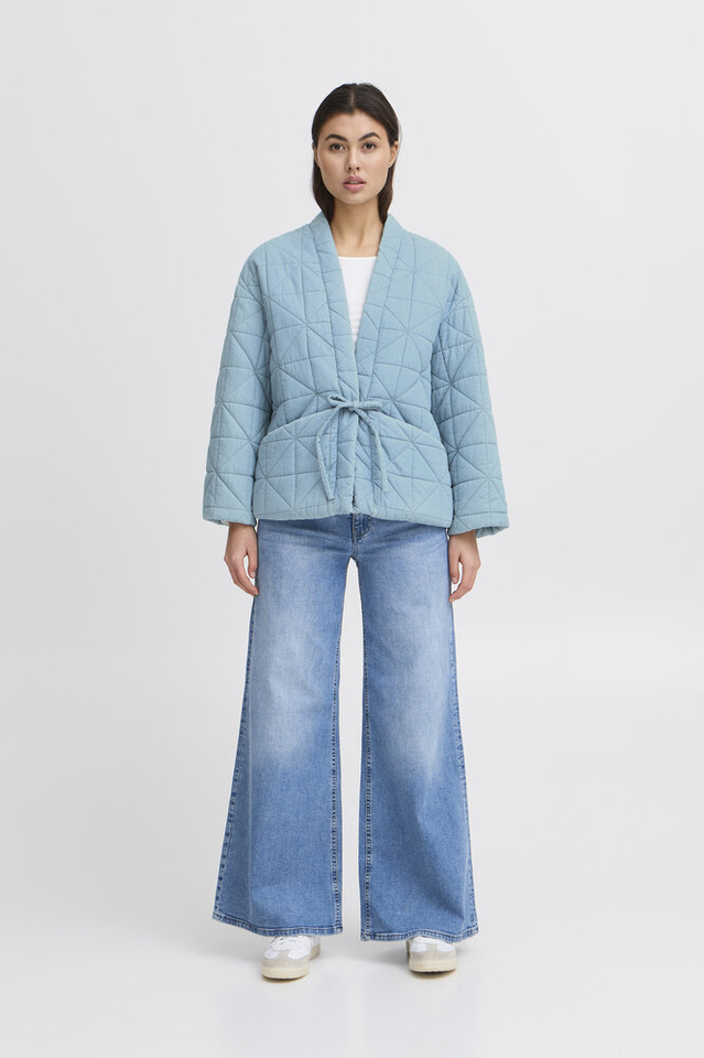 Blauwe oversized vest met structuur Hevira Ichi