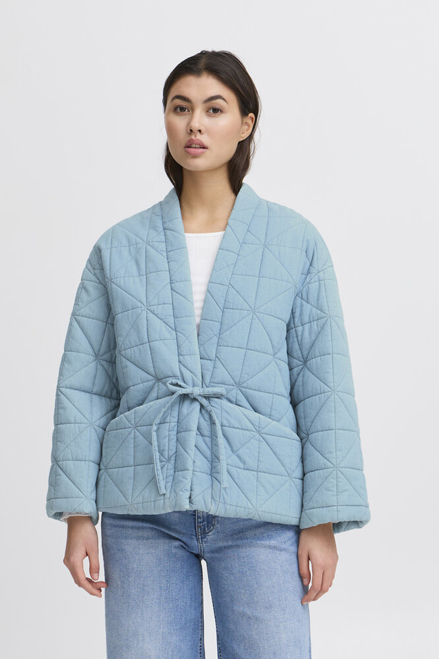 Blauwe oversized vest met structuur Hevira Ichi