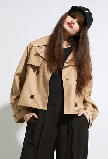 Donker beige korte trenchcoat Eparza Ichi 