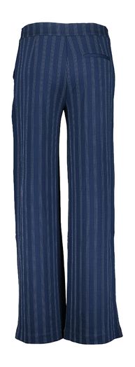 Donkerblauwe soepelvallande broek met witte streep Ruti Wide Pants Ichi