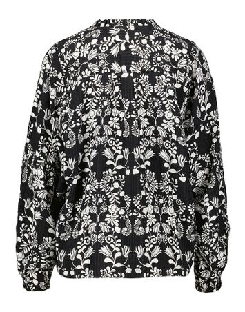 Zwarte bloes met witte bloemenprint Gocina Ichi