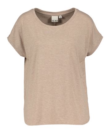 Licht bruine t-shirt met zilveren glitterdraad Ichi