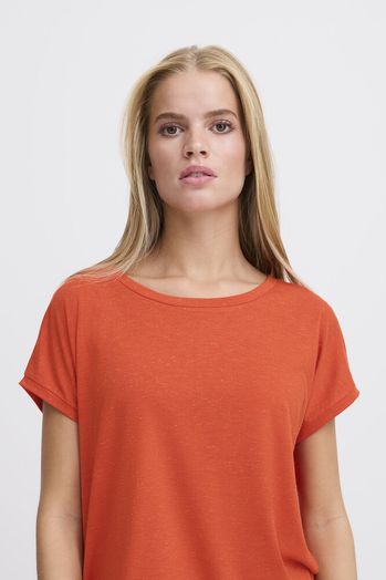 Oranje t-shirt met korte mouwen en glinsters Rebel Ichi