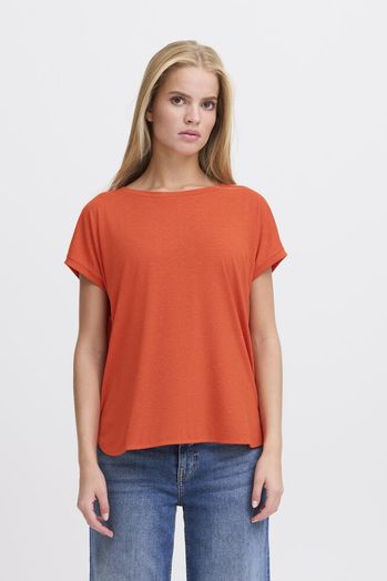 Oranje t-shirt met korte mouwen en glinsters Rebel Ichi
