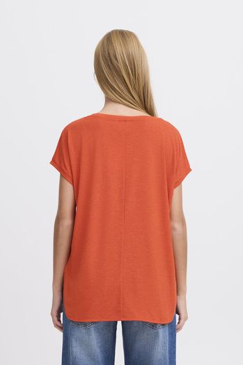 Oranje t-shirt met korte mouwen en glinsters Rebel Ichi