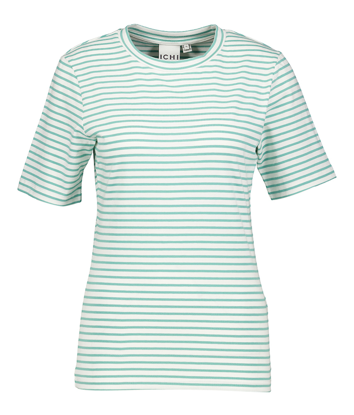 Ecru t-shirt met groen strepenmotief Mira Ichi