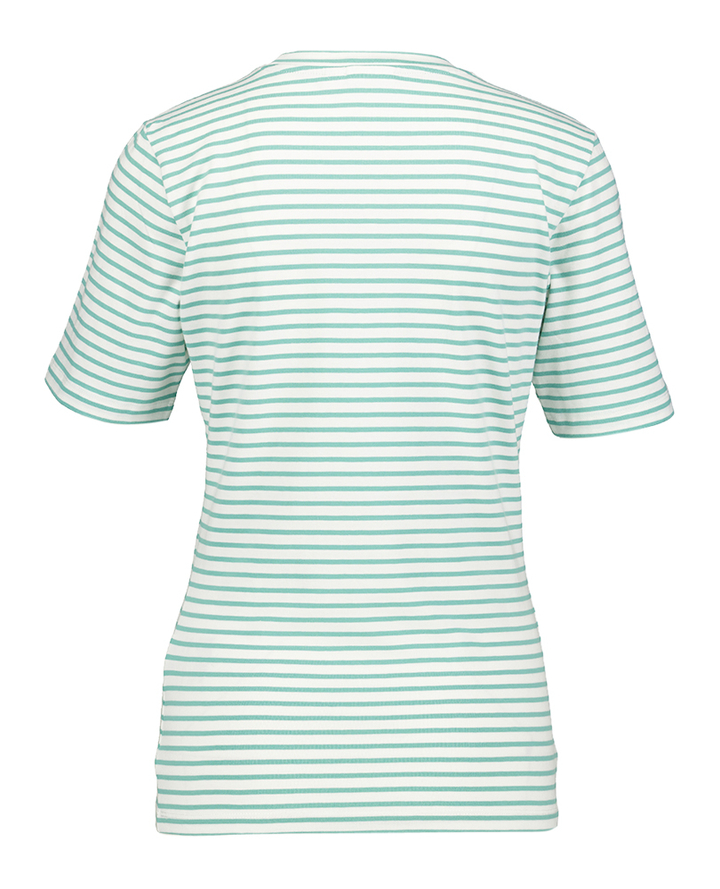 Ecru t-shirt met groen strepenmotief Mira Ichi