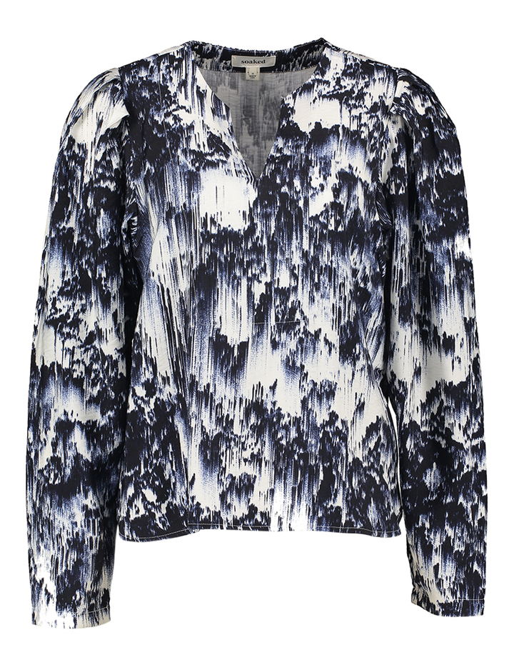 Blouse in wit en donkerblauwe print Jazzlin Soaked in Luxury