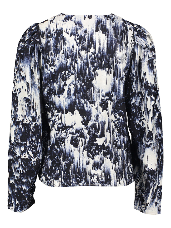 Blouse in wit en donkerblauwe print Jazzlin Soaked in Luxury