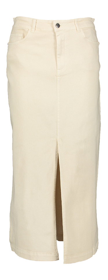 Beige halflange jeansrok met split Saint Tropez