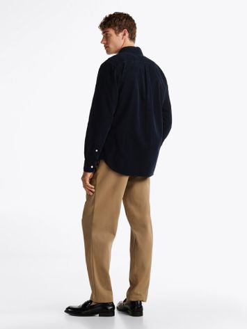 Donkerblauw ribfluwelen hemd Tommy Hilfiger