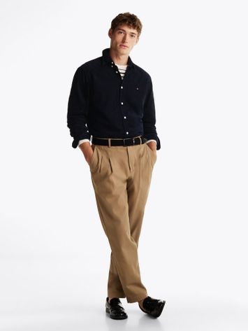 Donkerblauw ribfluwelen hemd Tommy Hilfiger