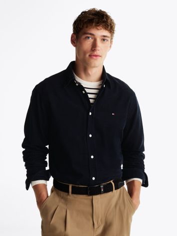 Donkerblauw ribfluwelen hemd Tommy Hilfiger