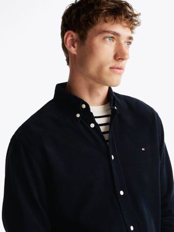 Donkerblauw ribfluwelen hemd Tommy Hilfiger
