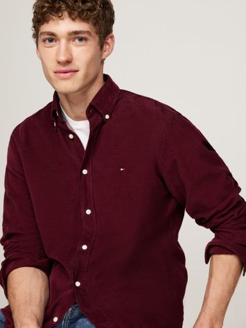 Bordeaux ribfluwelen hemd Tommy Hilfiger 