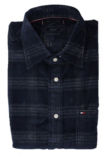 Donkerblauw katoenen hemd ( regular fit) met ruiten en lange mouwen Tommy Hilfiger