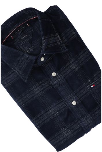 Donkerblauw katoenen hemd ( regular fit) met ruiten en lange mouwen Tommy Hilfiger