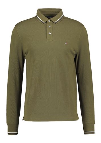 Donkergroene polo met contraststreep en lange mouwen Tommy Hilfiger