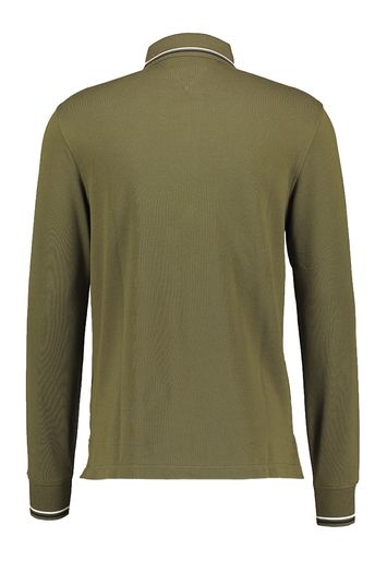 Donkergroene polo met contraststreep en lange mouwen Tommy Hilfiger