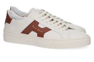 Rossano Bisconti Witte lage sneakers met bruine details