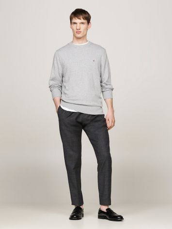 Lichtgrijze trui met ronde hals Tommy Hilfiger