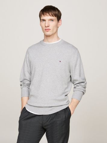 Lichtgrijze trui met ronde hals Tommy Hilfiger