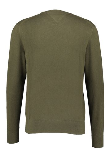 Kaki pull met ronde hals en merklogo Tommy Hilfiger