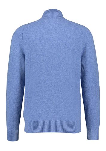 Blauwe pull met korte rits en merklogo Tommy Hilfiger